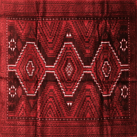 Ahgly Company Indoor Square Persian Red Traditional Area Rugs, 7' Square