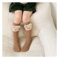 thumbnail image 3 of Calcetines para niñas, medias hasta la rodilla, calcetines cálidos de algodón con animales de dibujos animados, calcetines de algodón para niños, talla única, diseño de oso de peluche, Color café, 3 of 5