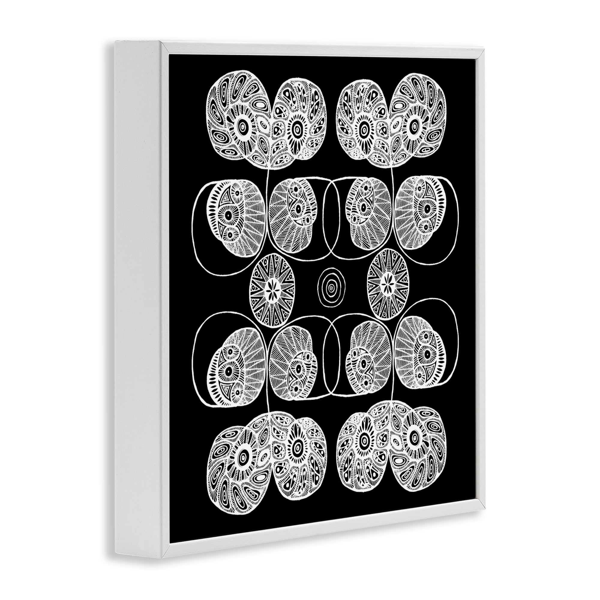 Stupell Industries Detailed Rounded Elementals White Framed Giclee Art, design by El Perkin