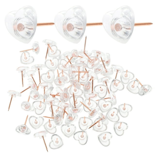 100Pcs Replaceable Push Pin Heart Shape Thumbtacks Delicate Thumb Tacks Map Supply