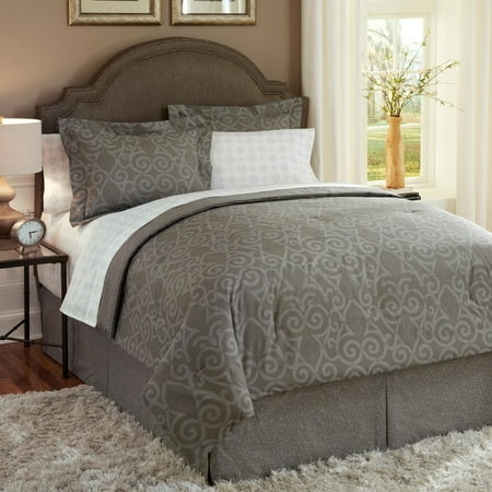 Gray Scroll Twin Bed In a Bag