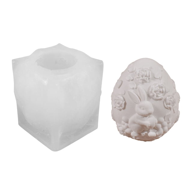 Festive Easter Egg Bunny Plaster Ornament Silicone Mold Diy Craft Reusable Easy Release for Home Classroom Tabletop Decor