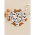 thumbnail image 2 of Gureui Toddler Infant Baby Boys Girls Halloween Romper, Casual Ghost Printed Round Neck Long Sleeve Short Jumpsuit, 2 of 7