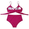 thumbnail image 3 of PEASKJP Women's Bikini Swimsuits Plus Size String Two Piece Halter Top Triangle Bikini Set Swimsuit Bathing Suits (Wine,XL), 3 of 5