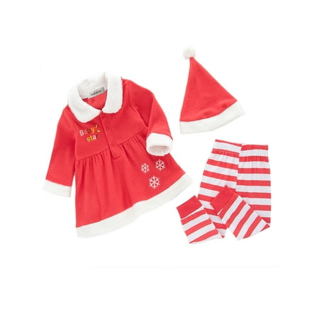 StylesILove Baby Girl Christmas Holiday Sweater, Pants and Hat 3-piece Clothing Set (2-3