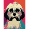 thumbnail image 1 of Modern Cute Shih Tzu Dog Vibrant Bright Portrait in Pink Blue Orange Cream Large Wall Art Poster Print Thick Paper 18X24 Inch, 1 of 5