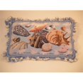 thumbnail image 1 of Seashell Needle Point Pillow, Beige & Blue - 12 x 19 in., 1 of 1