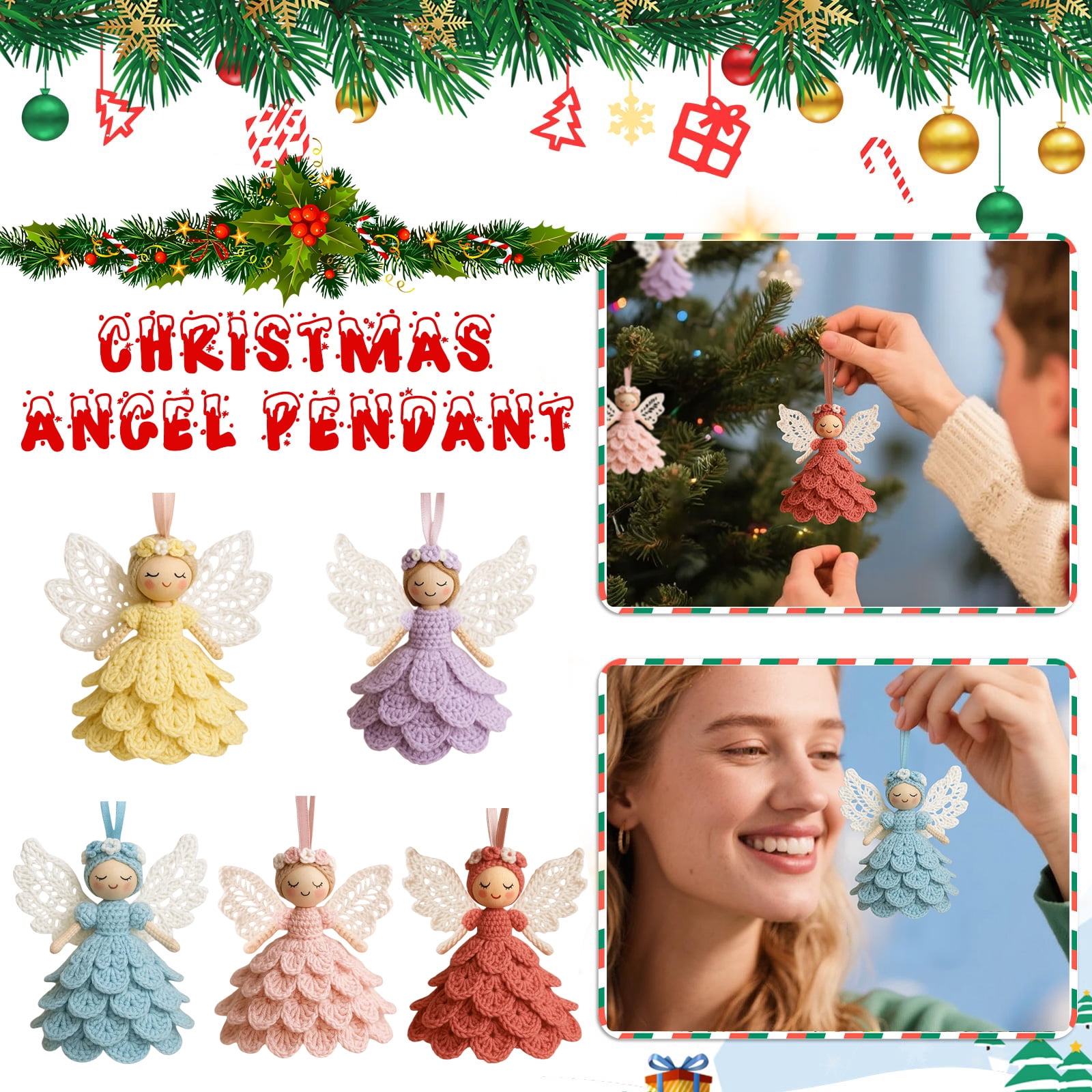 Kit De Crochet Ange DIY Pour Débutants - Taille Finie 15cm - Avec Instructions - Décoration Noël Ou Cadeau Fait Main - 8