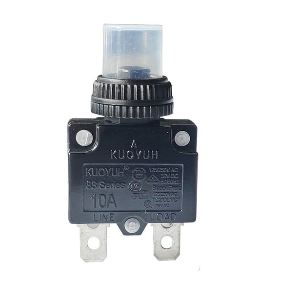 KUOYUH 10 Amp 125/250VAC 32/50VDC 88 Series Push-To-Reset Thermal Overload Protector Circuit Breaker