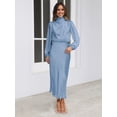 thumbnail image 3 of Vestido de primavera y otoño con diseño de sentido del diseño, vestido de manga larga con cuello halter, vestido de noche elegante de satén de alta sociedad, 3 of 6