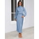 thumbnail image 3 of Vestido de primavera y otoño con diseño de sentido del diseño, vestido de manga larga con cuello halter, vestido de noche elegante de satén de alta sociedad, 3 of 6
