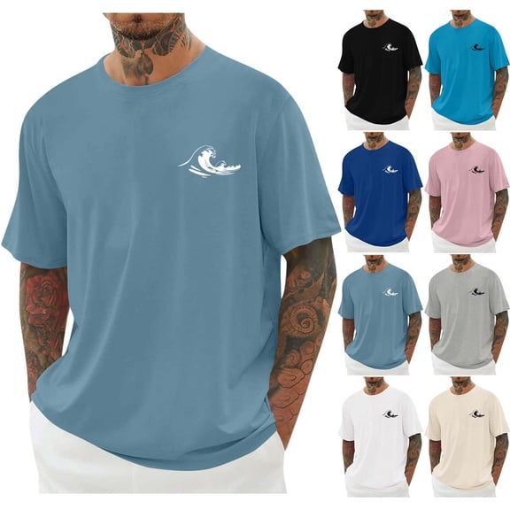 Mans T-Shirts Plus Size Short Sleeve Solid Color Crew Neck Casual Loose Summer Outdoor Sports Breathable Beach Shirts