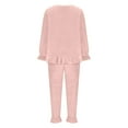 thumbnail image 5 of hotojiny Women's Fluffy 2 Piece Pajamas Set Soft Cute Lace Ruffle Hem Pullover with Pj Bottoms Winter Sleepwear Plush Fuzzy Loungewear, 5 of 7