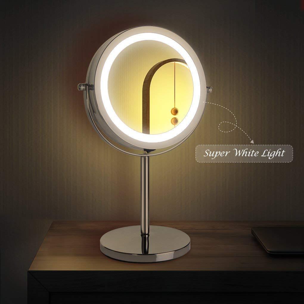 7 Inch 1x//10x Magnifying Mirror Touch Control Double Sided Magnified Vanity Mirror With Stand Battery Operated Benbilry LED Lighted Makeup Mirror 10x Dimmable Mirror