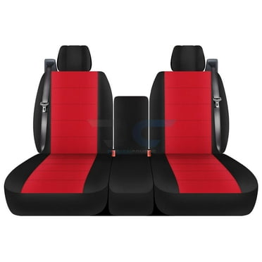 Fits 2004-2008 Ford F-150 Velour Seat Covers 40/20/40 Bench Opening Console Int Seat Belts:Black Red