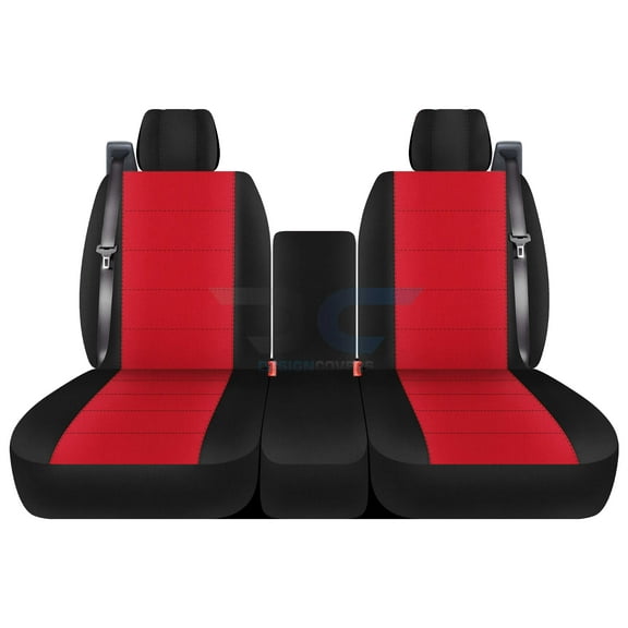 Fits 2004-2008 Ford F-150 Velour Seat Covers 40/20/40 Bench Opening Console Int Seat Belts:Black Red