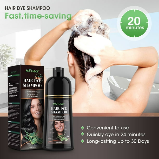 Democe Black Hair Dye Shampoo 3 in 1 for Gray Hair Natural Herbal