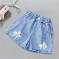 thumbnail image 2 of EnJoCho Kids Girls Summer Fashion Skirts Shorts Children's Summer Thin Denim Jeans Pleated 3D Flower Pearl Fashion Shorts High Waist, 2 of 3