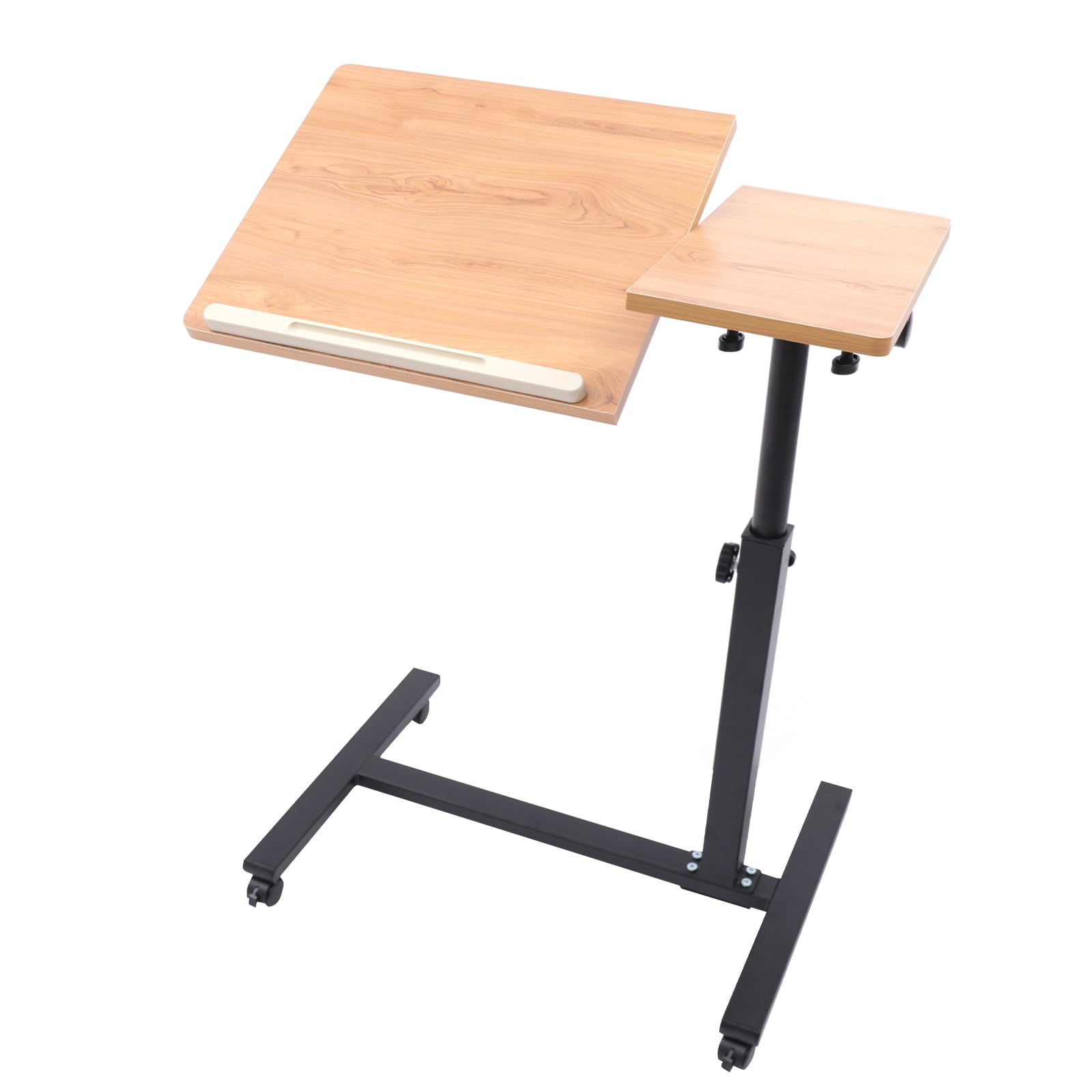 Loyalheartdy Rolling Laptop Desk Height Adjustable Tilt Tray Moving Stand for Office Laptop Bed Sofa Side Table