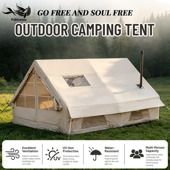 PAKICETUS 6-8 Person Blow Up Inflatable Waterproof Glamping Tent with Stove Jack