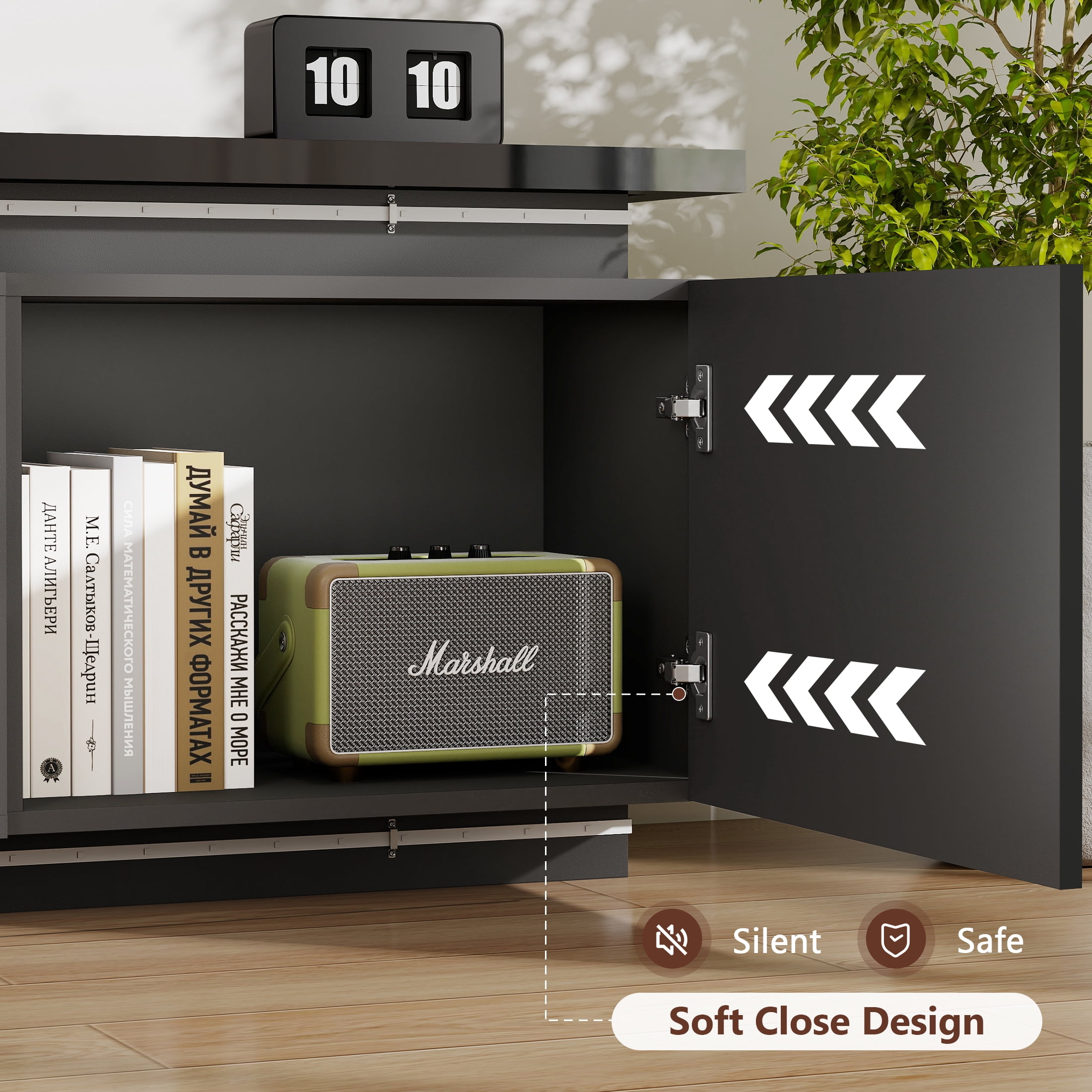 Anrist Electric Fireplace TV Stand for TVs up to 95" with LED Lights & 4 AC Power Outlets, TV console for Living Room, Black, Ship in 2 Boxs