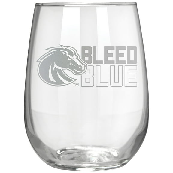 Boise State Broncos Etched 17oz. Rally Cry Stemless Wine Glass