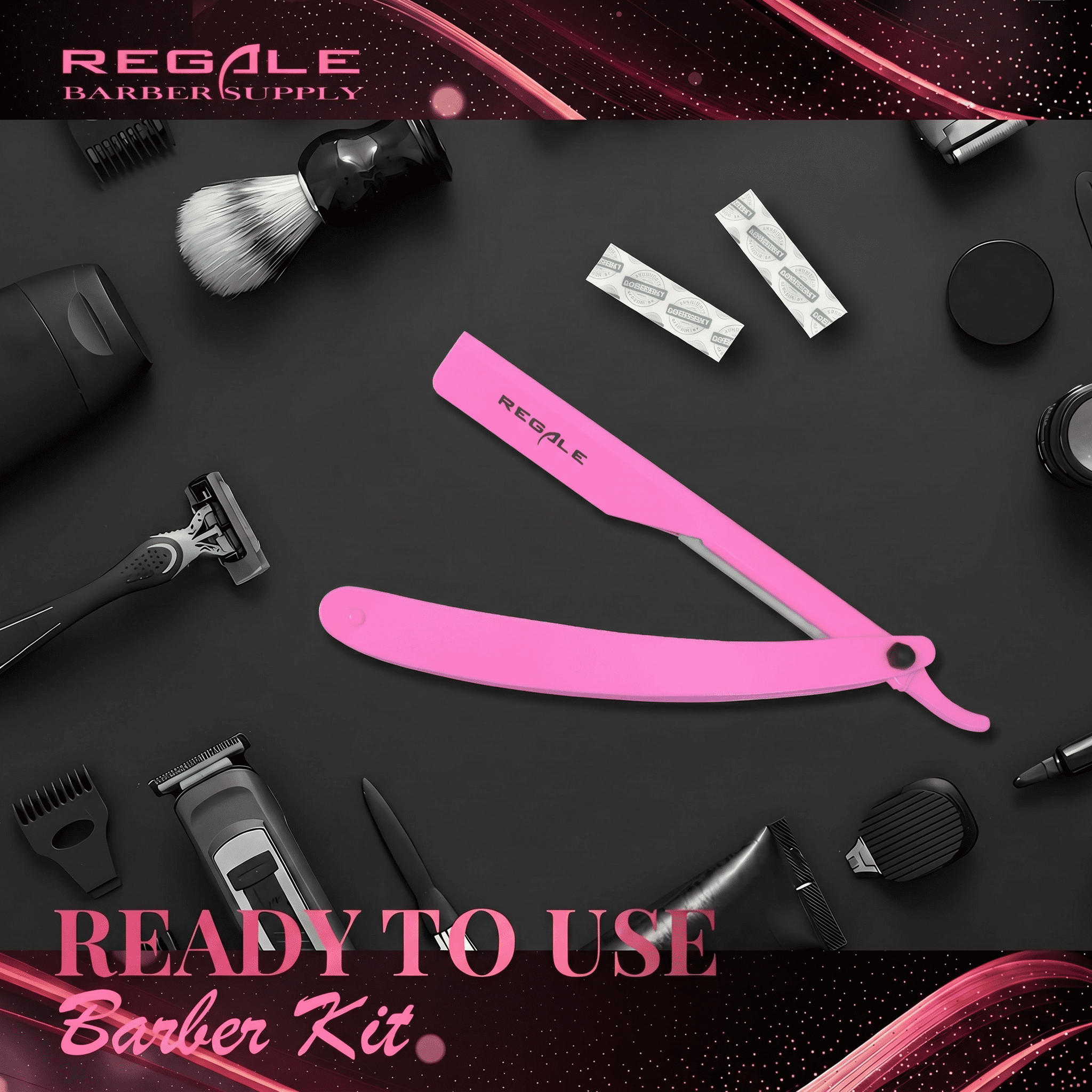 REGALE Professional Straight Razor Pink - Barber Shavette with Replaceable Blades, Classic Stainless Steel Barbero Shaver for a Smooth & Precise Shave, Premium Barber Razor for Men's Shaving