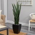 thumbnail image 2 of Nearly Natural 4.5’ Green Sansevieria Artificial Plant in Black Planter, 2 of 4