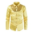 thumbnail image 1 of Camisa de manga corta con solapa para hombre, color liso, costuras con lentejuelas, primavera-verano, fácil de combinar con vaqueros, S-XXL, 1 of 2