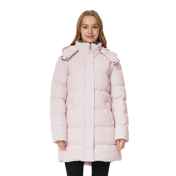 WenVen Women's Puffer Coat Waterproof Winter Jacket Hooded Insulated Parka with Breathable Lining Pink M