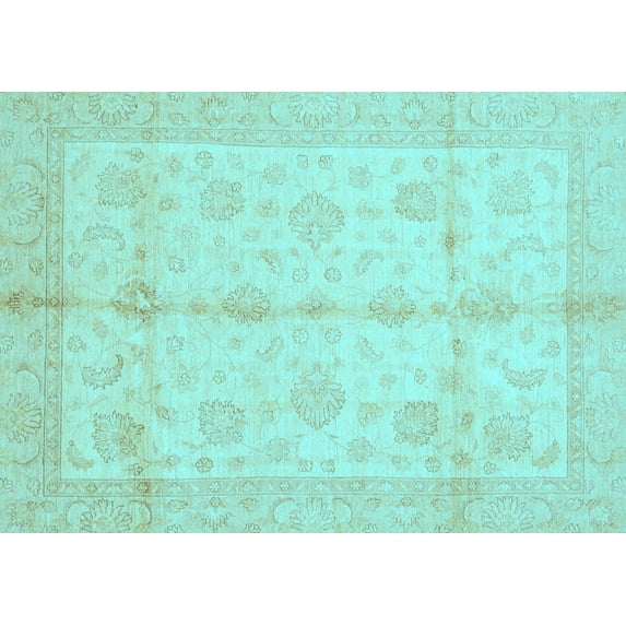 Ahgly Company Indoor Rectangle Abstract Light Blue Modern Area Rugs, 7' x 9'