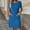 Sky Blue, variant on Ayolanni Short Sleeve Summer Dresses for Women Solid Scoop Neck Casual Midi Shift Dress Textured Plus Size Ladies Knit Daily Sundress White L