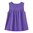 thumbnail image 6 of Lumtrix Loose Fit Crew Neck Tank Top for Women Pleated Cotton Linen Sleeveless Blouses Summer Casual Boho Shirt Purple 2XL, 6 of 6