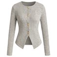 thumbnail image 3 of Breezora Womens Fall Slim Button Up Long Sleeve Cropped Ribbed Cardigan Sweater Work Chic Top, 3 of 5