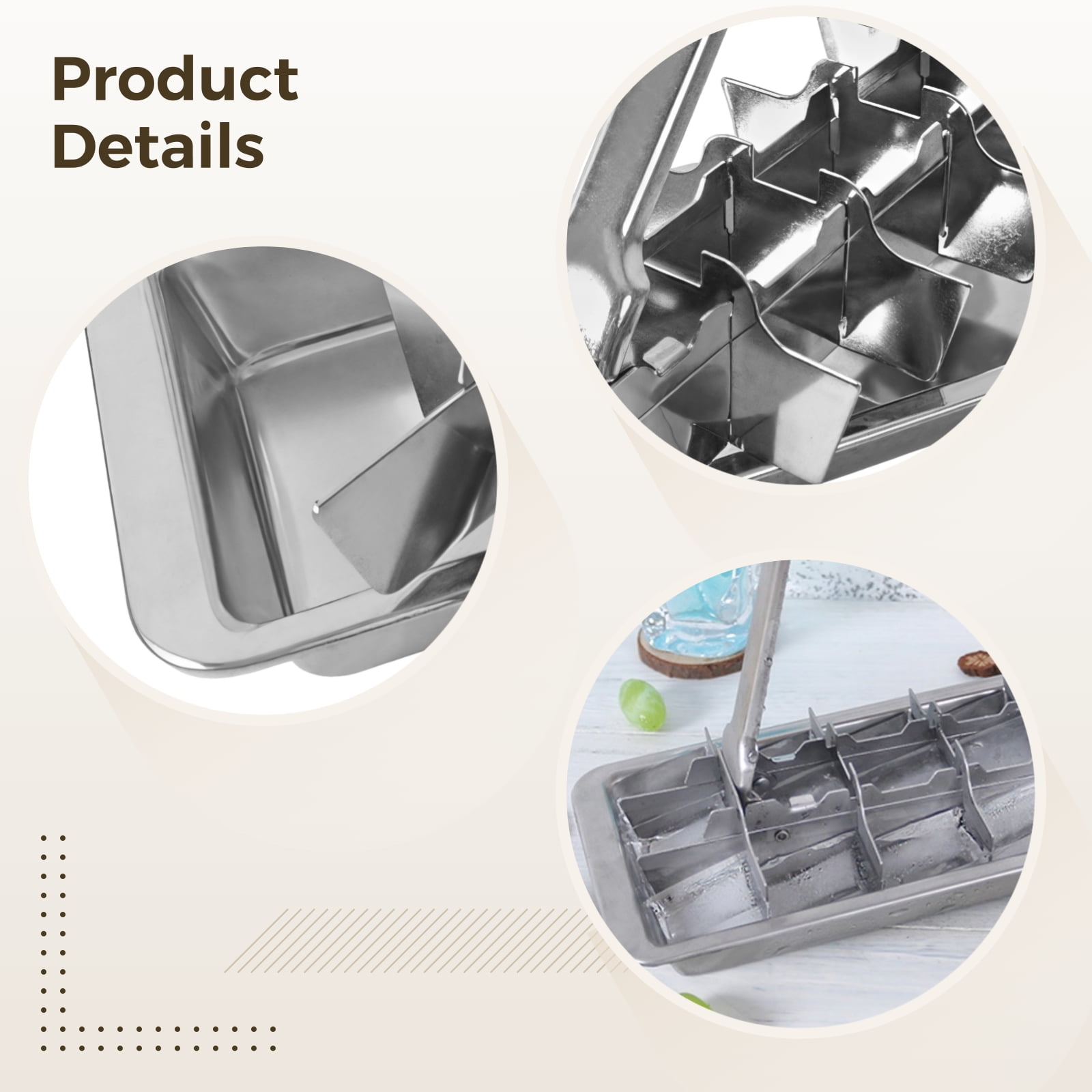 Stainless Steel Ice Cube Tray with Handle, Stainless Steel Ice Tray, Easy Removal Ice Cube Maker Tray, 18 Slots Ice Tube Mold for Freezer, Includes Divider with Handle