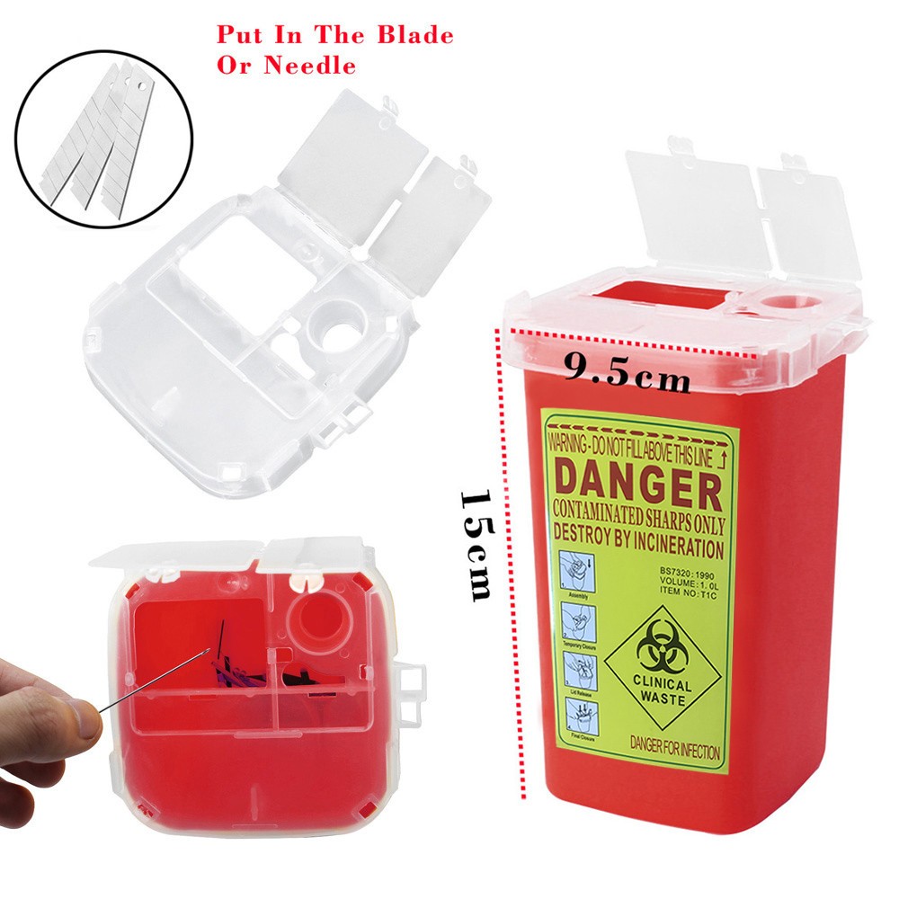 JIaleilei Red Sharps Container Biohazard Needle Disposal Container ...