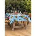 thumbnail image 3 of Outdoor Tablecloth with Umbrella Hole for Patio/Picnic/Party/Camping, Blue Children's Day Waterproof Table Cloth Rectangle Table Cover Washable, Car Tree Stars Modern Abstract Art Cartoon (60"x 120"), 3 of 8