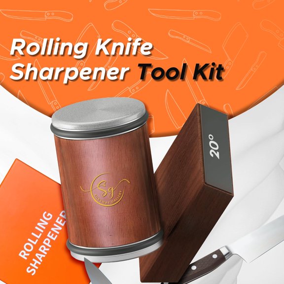 NDIUG-Rolling Knife Sharpener Kitchen Knife Sharpener with Diamond Grinding Discs, 15 & 20 Magnetic Angles, Easy-to-Use Knife Sharpening Tool for Chef & Home Kitchen Knives
