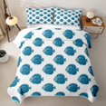 thumbnail image 2 of spefrowx Simple Watercolor Round Discus Fish Quilt Full for Girls Boys, Blue Tropical Sealife Full Bedspread Sets, 3 Pieces, 2 of 7