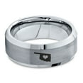 thumbnail image 2 of Tungsten Oklahoma Sooner State Heart Band Ring 8mm Men Women Comfort Fit Gray Step Bevel Edge Brushed Polished, 2 of 4