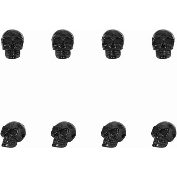 8Pcs Skull Beads Stainless Steel Skull Head Beads Spacer Beads 14mm Black European Beads Metal Beads for Decoration for DIY Necklace Bracelets Jewelry Making