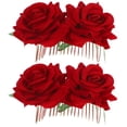 thumbnail image 2 of 2 piezas de cabello nupcial clips de moño tela rosa flor para la flor peinado para el cabello de boda herramienta, 2 of 4