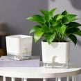 thumbnail image 4 of Self Watering Planter Square Flower Pot with Water Reservoir Wick Rope Modern Plant Pot for Indoor Desk Home Decor, 4 of 8