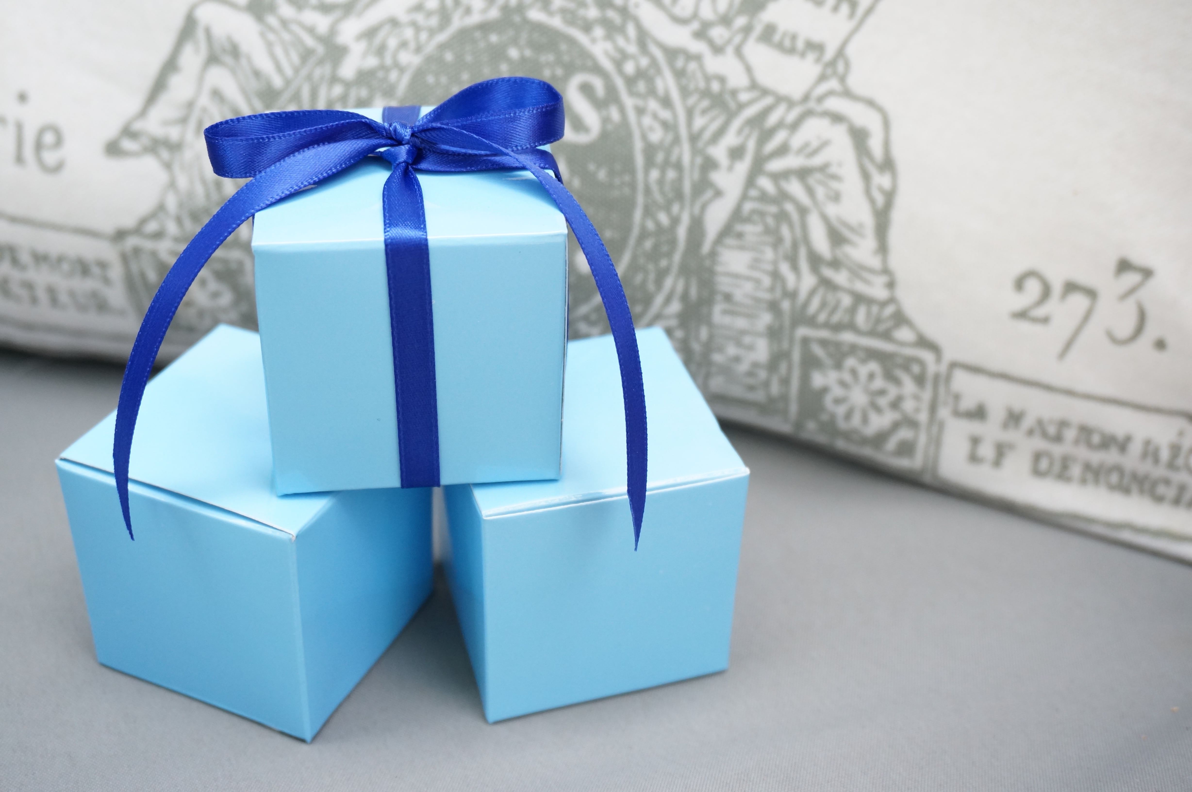 Baby Light Blue Square Favor Box Boxes, Jewelry Gift Box Turquoise