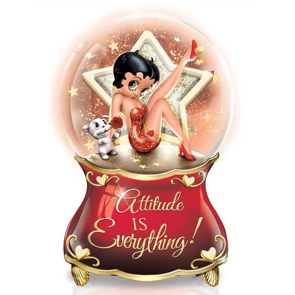 The Bradford Exchange Betty Boop Attitude Is Everything Issue #1 Illuminated Glitter Globe 6-inches