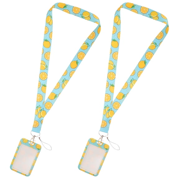 2 Pack Badge Holders with Lanyards, Teacher ID Card Holders with Delicate Pattern, Badge Sleeves for Work and School
