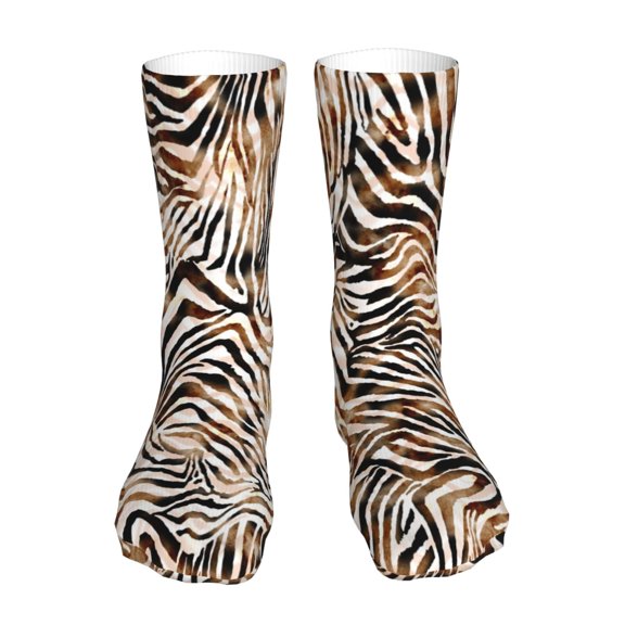 Gaeub Watercolor Zebra Print Sports Socks,No Heel Casual Mid-Tube Socks,Crew Socks for Women and Man For Trouser, Dress, Business