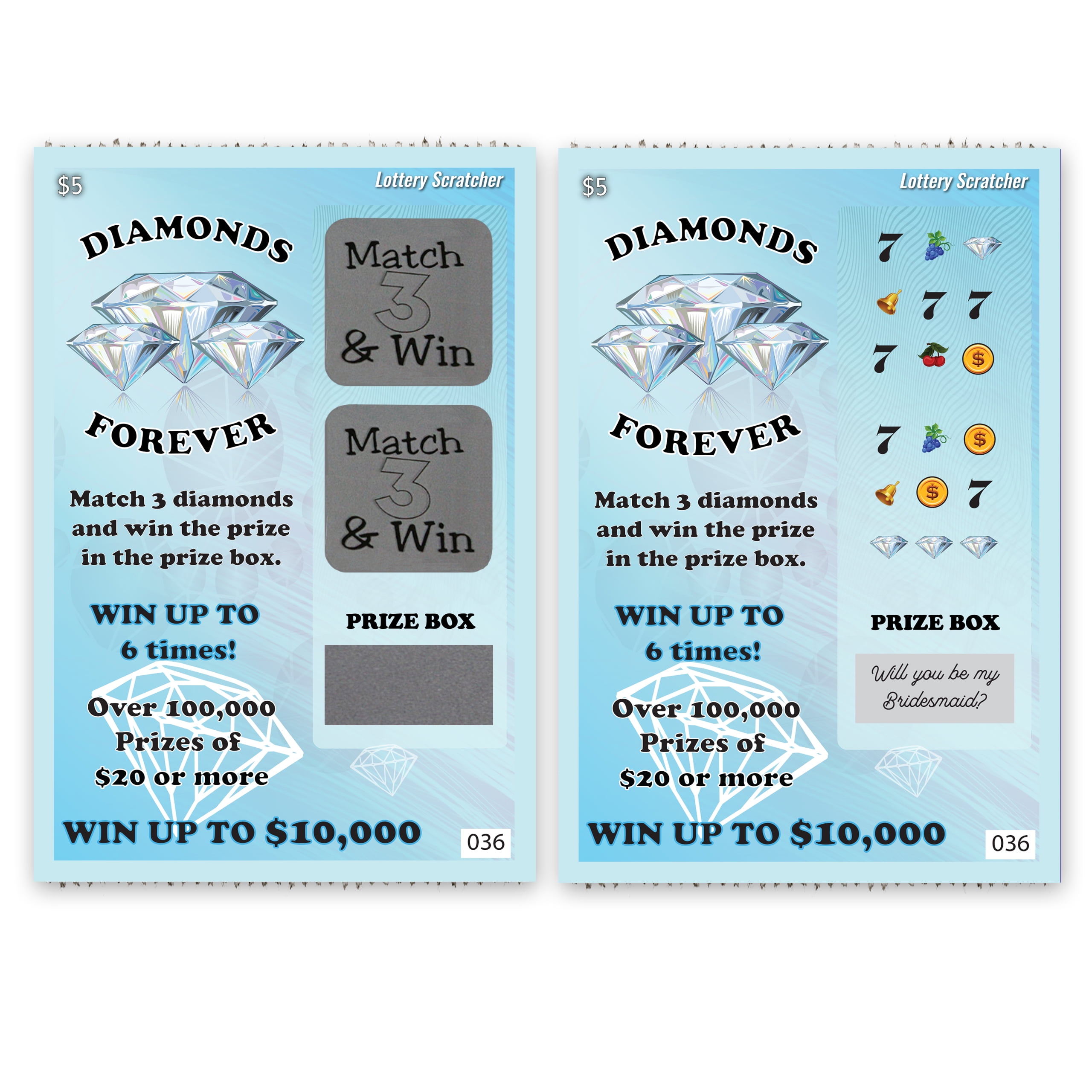 My Scratch Offs 5 Blue Fake Lotto Tickets Will You Be My Bridesmaid? Wedding Party Proposal Lottery Replica Scratch Off Cards Each Ticket is a Fake Winner!