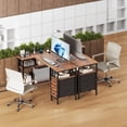 thumbnail image 7 of edx 47 Inch L Shaped Desk with Power Outlets, Computer Desk with 3 Drawers, Shelves, Monitor Stand, Corner Work, Rust Brown, 7 of 7