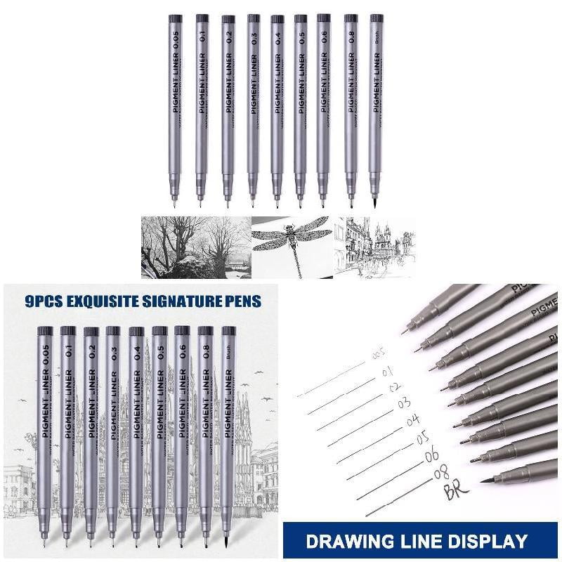 Needle Drawing Pen Art Drawing Fineliner Pens Brush Set Signature  Waterproof Lnk 10 Pcs 